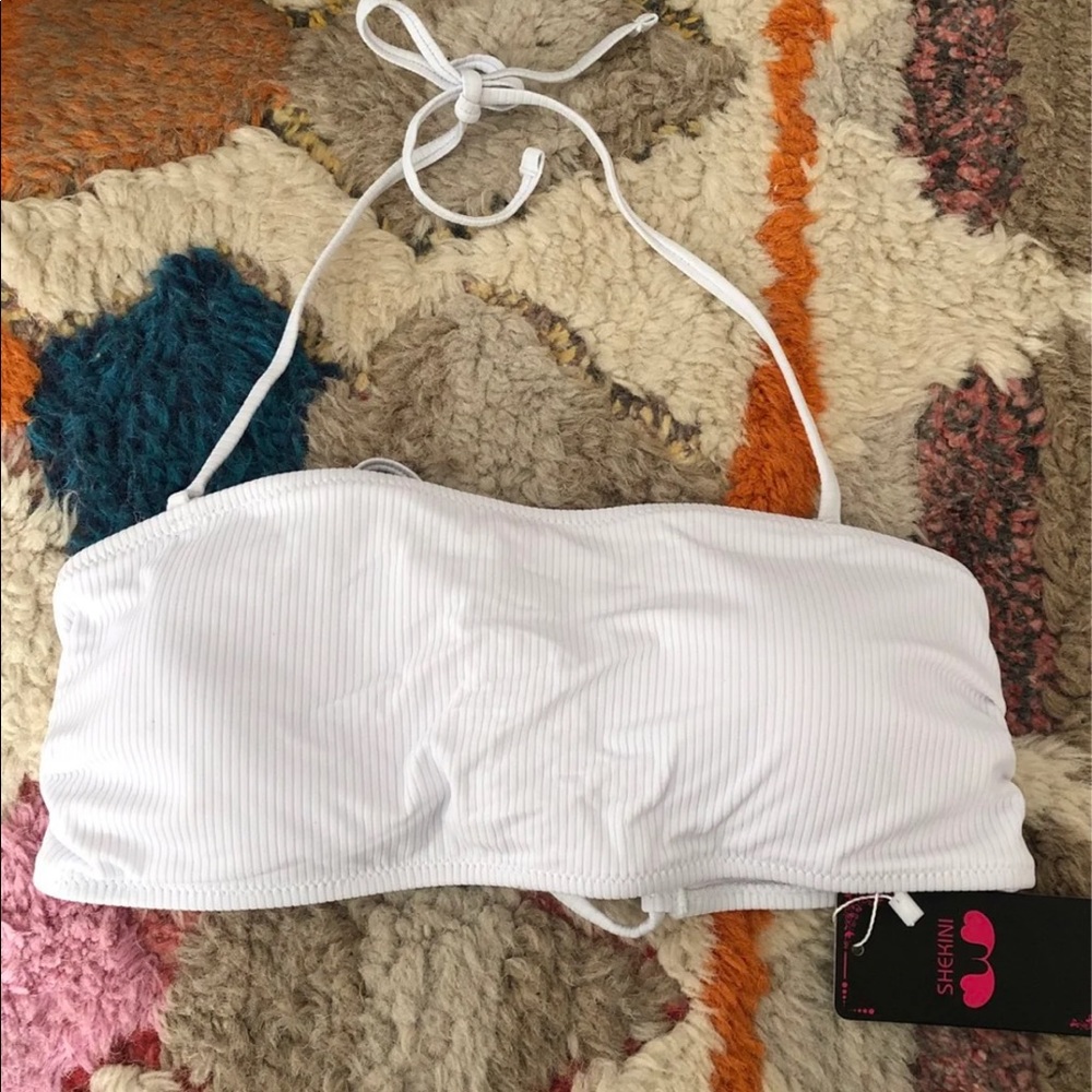 White bandeau bikini top
